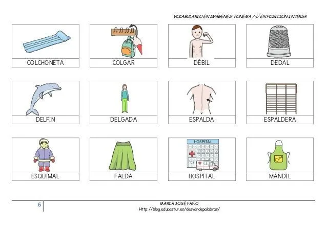 Vocabulario fonema L inversa