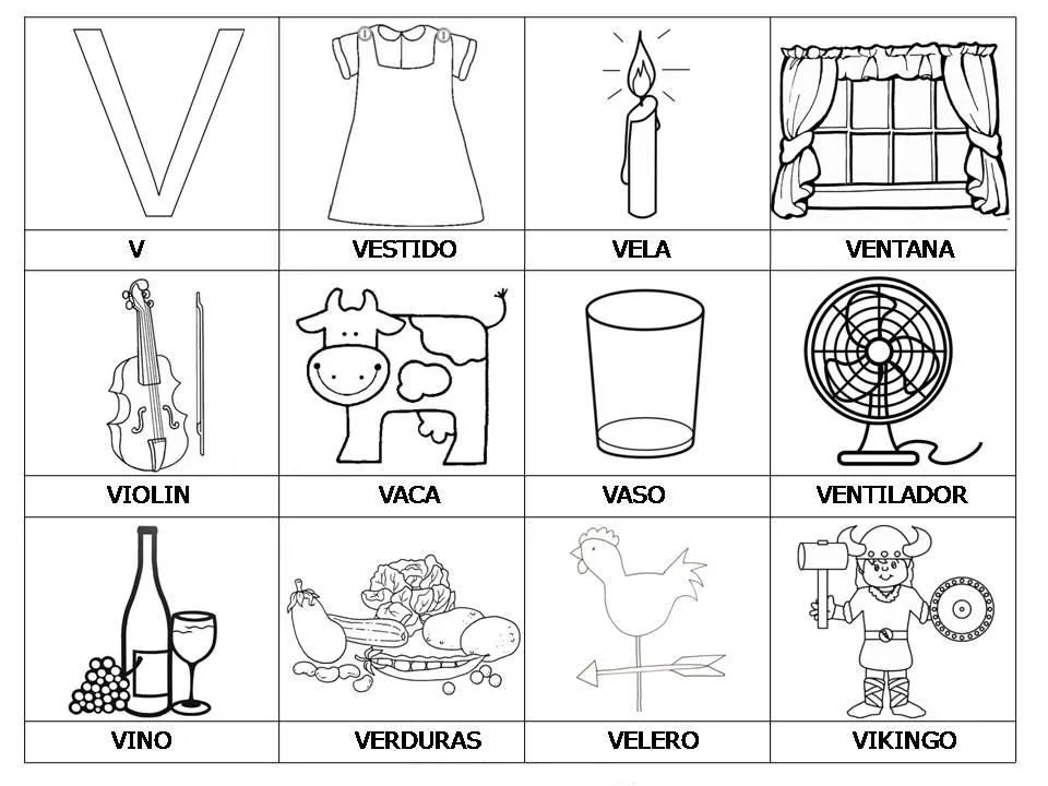 Vocabulario con imágenes para niños.