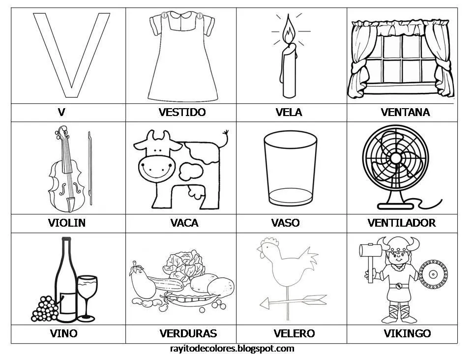 Vocabulario con imágenes para niños.