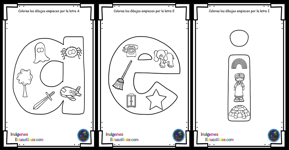 Vocales: Colorea los dibujos – Imagenes Educativas