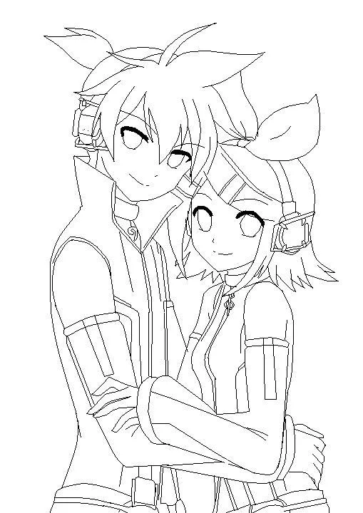 vocaloid-rin and len Colouring Pages