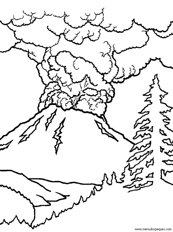 Volcán en erupción para colorear