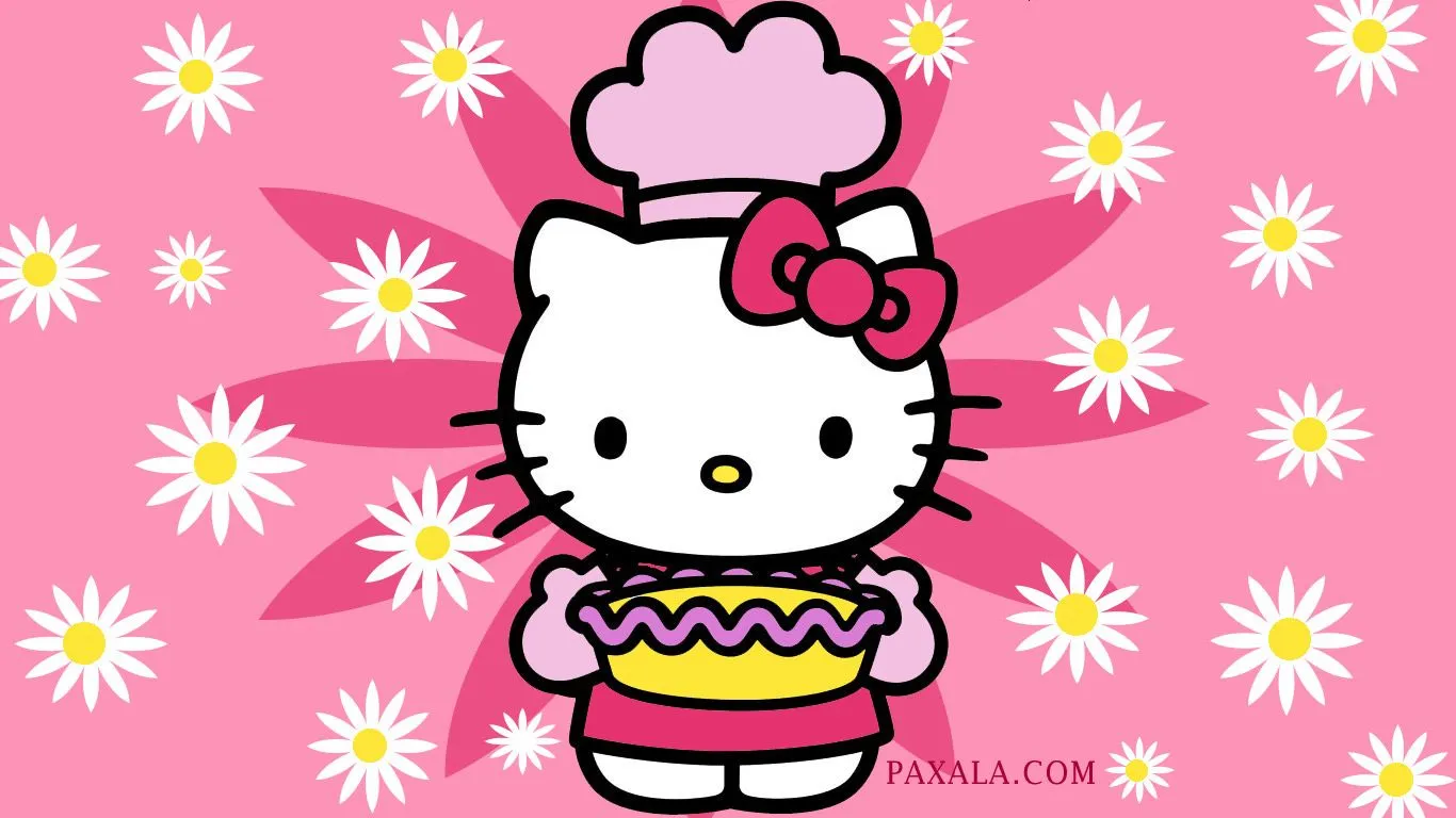 Wallpaper: Hello Kitty con Pastel y Flores