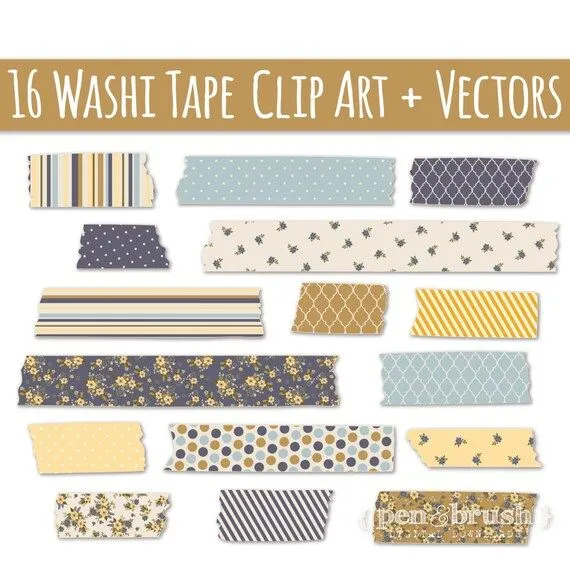 Washi Tape Clip Art // Vector & PNG // Vintage by thePENandBRUSH