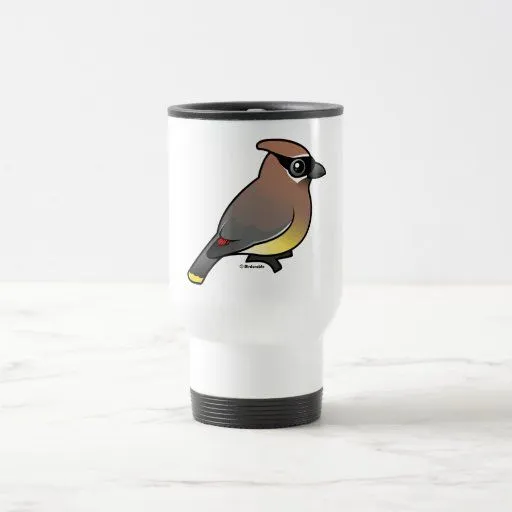 Waxwing de cedro taza de café de Zazzle.