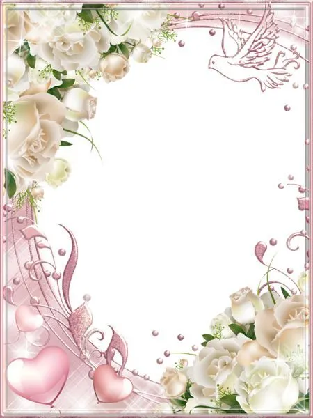 White Roses Pink PNG Photo Frame | laminas para decoupage-clip art ...