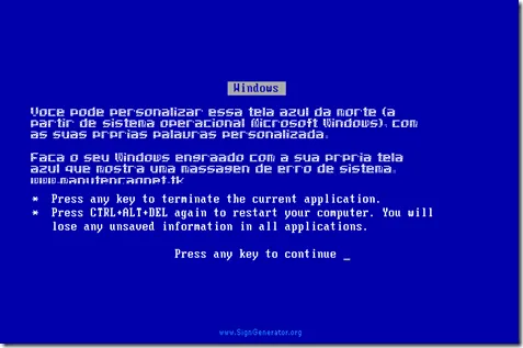 Windows Tela Azul da Morte Crie a Sua ! | manutenç@o.net Windows Tela Azul da Morte Crie a Sua ! | manutenç@o.net