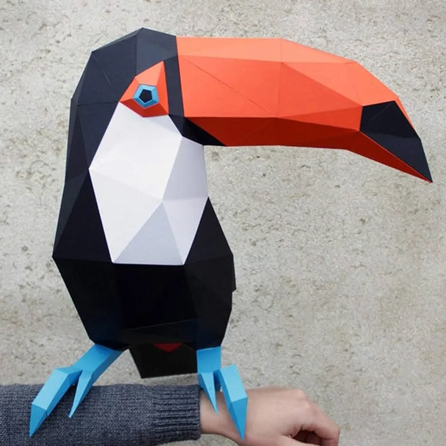 WLL-DP Hecho A Mano DIY 3D Tucán Escultura De Papel Modelo De Papel Animal  Precortado Artesanía De Papel Rompecabezas De Origami Juguete De Papel  Decoración del Hogar, Adecuado para Adultos Niños :