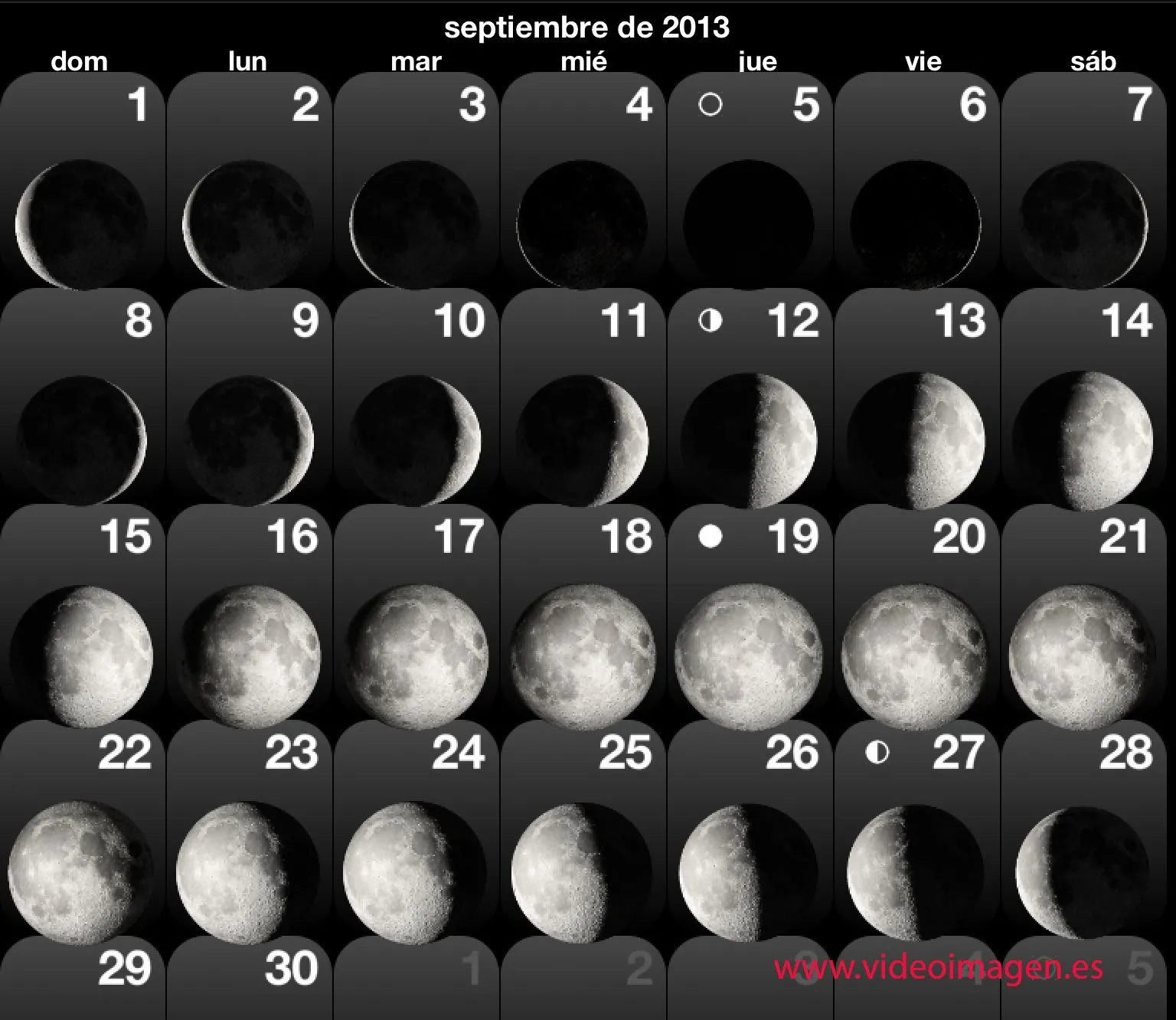 WWW.VIDEOIMAGEN.ES: FASES DE LA LUNA PARA EL MES DE SEPTIEMBRE DE ...