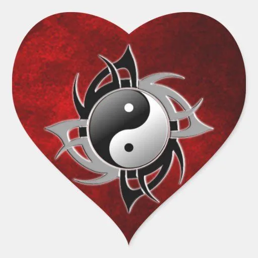 YIN YANG TRIBAL 3D HEART STICKER from Zazzle.