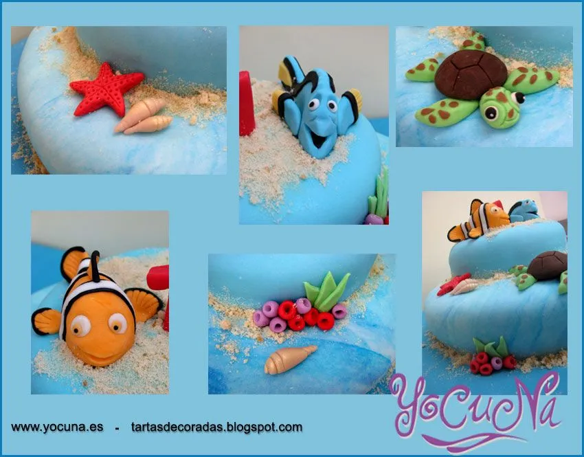 YOCUNA Arte en Azúcar: TARTA DECORADA EN FONDANT NEMO Y AMIGOS