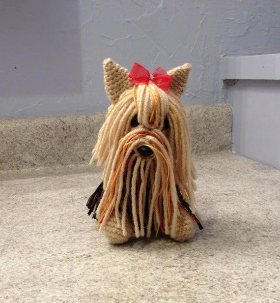 Yorkie Amigurumi crocheted dog collectible by meddywv on Etsy