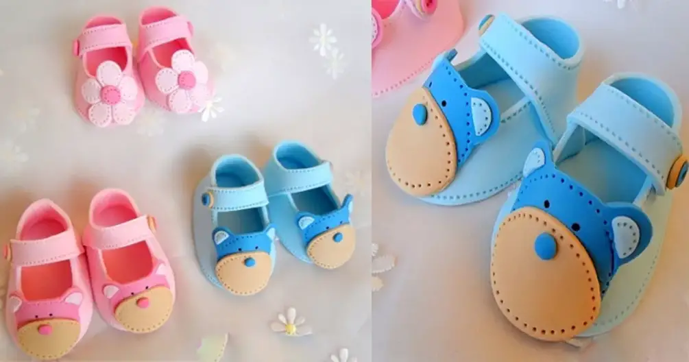 Zapatitos de foamy o goma eva para baby shower - Dale Detalles