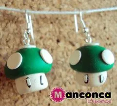 Zarcillos hongo verde Mario Bros