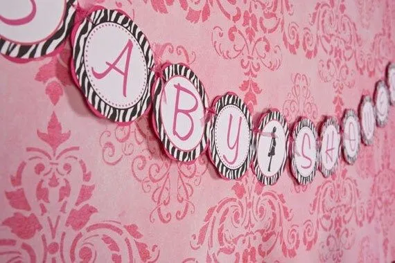 Zebra BABY SHOWER Banner Hot Pink and Zebra by getthepartystarted