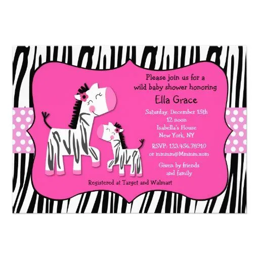 Zebra Baby Shower Invitations from Zazzle.