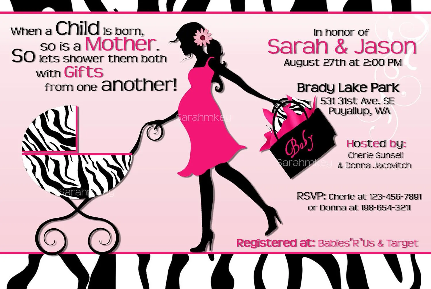 Zebra Baby Shower Printable Invitation by Sarahmkey on Etsy