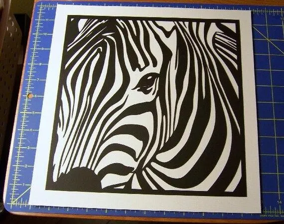 Zebra Black and White Stencil Wall Art with by PrettyPaperPusher