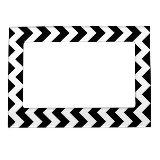 Zigzag blanco y negro marcos magneticos de fotos | Zazzle