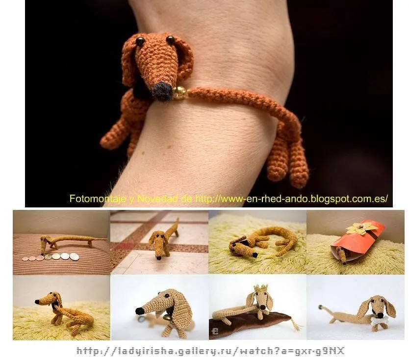 ZONA DE MANUALIDADES: Brazalete Amigurumi de Perro Salchicha