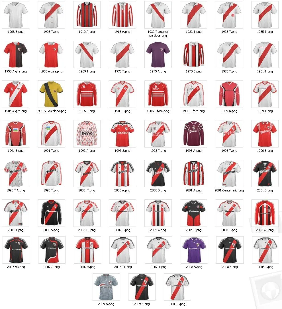 ZONA RIVER PLATE: River Camisetas Todos Los Tiempos